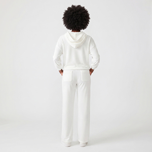 Survêtement à capuche pour femme, manches longues, coupe ample, décontracté, 100% coton, avec cordon de serrage à la taille, vêtements de sport - Product Image 2