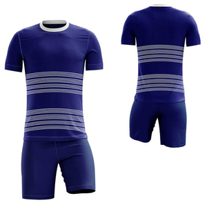 Men's Navy Blue Solid Sublimated <b>Athletic</b> Soccer Jersey Shorts Set Crew Neck Short Sleeve Moisture Wicking Polyester Elastic - Product Image 3
