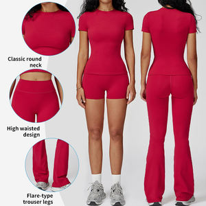 ชุดโยคะแบบไร้ตะเข็บ 2 ชิ้น สำหรับผู้หญิงไซส์พลัส ผลิตตามสั่ง ระบายอากาศได้ดี ยกกระชับสะโพก ชุดออกกำลังกาย โลโก้ด้านหน้า คุณภาพสูง - Product Image 2