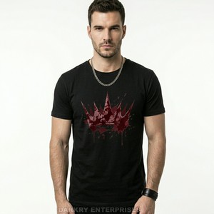 Vampire Teeth Graphic Men T-Shirt Custom Printed Maroon Cotton <b>Tshirt</b> Horror Theme Streetwear Male Clothing High Density Print - Product Image 6