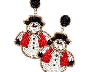 Premium bonhomme de neige noël goutte balancent travail manuel perlé broderie boucles d'oreilles élégant fantaisie et Unique bijoux exclusif pour fille - Product Image 2