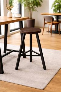 Tabouret de bar moderne en bois, sans dossier, avec pieds en métal, pour îlot de cuisine, balcon, salle à manger - Product Image 3