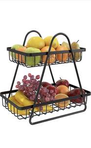 Corbeille à fruits à 2 niveaux pour comptoir, panier à pain, support de rangement détachable en métal pour fruits et légumes pour la cuisine - Product Image 4