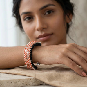 925 Sterling <b>Silver</b> Handwoven Coral <b>Bracelet</b> - Product Image 1