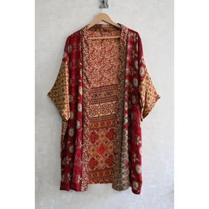 Luxury Long Silk Patchwork <b>Kimono</b> Robe for Women, Boho Designer Nightwear Gown, Luxe Loungewear - Product Image 1