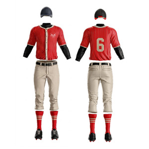 Conjunto de Uniforme de Béisbol a Rayas Rojas para Hombre, Camiseta de Manga Corta, Pantalones y Gorra, Transpirable, de Poliéster, para Todas las Temporadas, Uniformes de Béisbol Juveniles - Product Image 2