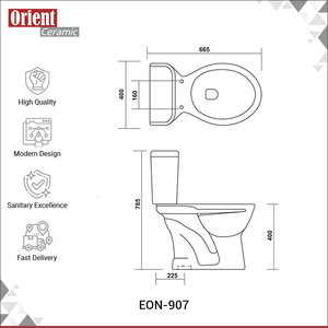 WC en céramique blanche de style moderne, design occidental personnalisé, de qualité supérieure, vente en gros, nouveau design, toilettes 2 pièces - Product Image 3