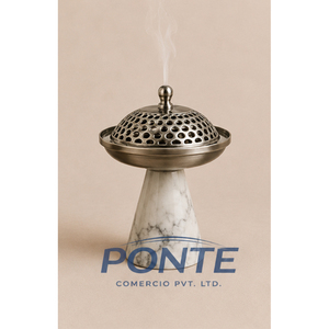 Brûleur d'encens en marbre naturel de qualité supérieure avec couvercle en métal antique, écologique, élégant, porte-bakhoor, diffuseur d'arômes, décoration d'intérieur - Product Image 3