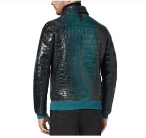 Veste en cuir véritable de qualité supérieure pour homme 2026, style rétro, logo frontal en option, grande taille, imperméable, effet peau de crocodile - Product Image 4