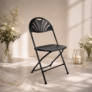 Black Folding <b>Chair</b> Fan Back Plastic <b>Outdoor</b> Garden <b>Chair</b> Minimalist Design <b>Stackable</b> Waterproof for Indoor and <b>Outdoor</b> Use - Product Image 1