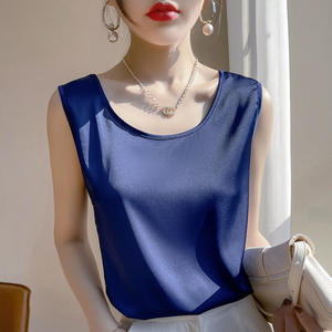 เสื้อกล้ามผ้าซาตินสำหรับผู้หญิง คอกลม ทรงหลวม ใส่สบาย เหมาะสำหรับใส่ลำลองช่วงฤดูร้อน - Product Image 3