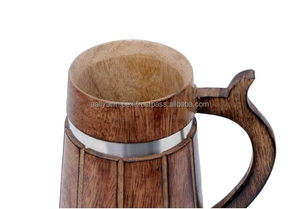 Récipient à boire en bois en gros Chope à bière en bois durable Gobelet en bois personnalisé avec poignée de AALIYAN IMPEX - Product Image 5