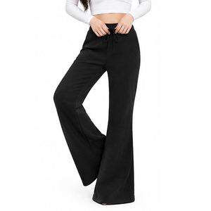<b>Womens</b> Fleece Flare Pants Heat Transfer Printed Wide Leg <b>Trousers</b> Custom Winter Wholesale Manufacturer Supplier OEM ODM Clothing - Product Image 2