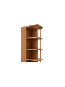 Modern Scandinavian Wooden <b>Wardrobe</b> with Hinged Doors and Open Shelves for Bedroom Storage Furniture - Product Image 4