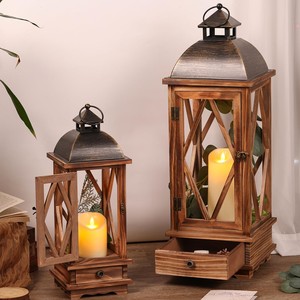 Handcrafted Acacia Wood <b>Lantern</b> with Metal Dome | Wholesale Wooden Decorative <b>Lanterns</b> - Product Image 1