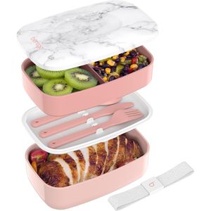 Classica Scatola Porta Pranzo per Adulti Senza BPA con 3 Scomparti Impilabili, Set di Utensili Rimovibili e Cinghia di Chiusura per Conservazione Alimenti - Product Image 1