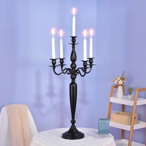 Factory Direct <b>Black</b> Aluminum 5 Arms <b>Candelabra</b> Candle Holder for Wedding Event Decoration Wholesale Export At Cheapest Prices - Product Image 4