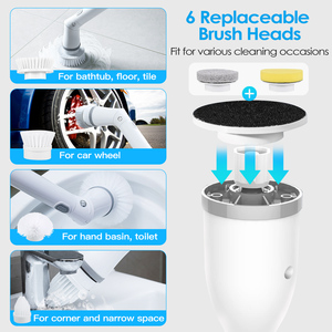 Spinning elettrico Scrubber Set Cordless spazzola telescopica ricaricabile per bagno vasca piastrelle pavimento 6 teste sostituibili 2 - Product Image 5