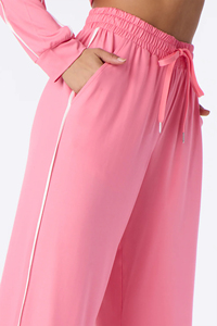 Women's Pink Tracksuit Set Full <b>Zip</b> Hoodie line piping contrast tracksuit french terry fabric tracksuit slim fit women tracksuit - Product Image 5