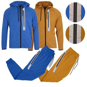 2026 Men's Full <b>Zip</b> Hoodie Tracksuit Set Reflective Stripe Jogger Sweat Suit Premium Cotton Blend <b>Hooded</b> Jacket and Sweat Pant - Product Image 5