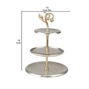 18 Inch <b>3</b> <b>Tier</b> Aluminium <b>Cake</b> <b>Stand</b> with Elegant Leaf Design Gold Cupcake & Dessert Display Pedestal for Weddings Birthdays - Product Image 5
