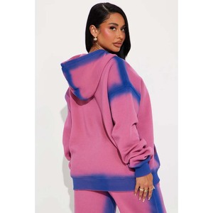 Women's <b>Pink</b> Blue Gradient Hoodie Oversized Fleece Sequined Cross Print Regular Sleeve Autumn Wear - Product Image 2