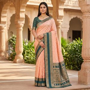 Sari en soie Banarasi traditionnel indien avec broderie Zari pour les occasions de mariage et les événements festifs, tenue pour femmes - Product Image 1