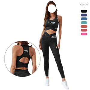 Ensemble de sport pour femmes de haute qualité, personnalisable, prix de gros, pantalon et soutien-gorge deux pièces, pour fitness, yoga et autres sports. - Product Image 2