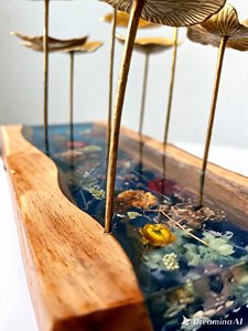 Hot Sale Original Made New Design Of Living Room Party Candy Cake Store Resin Wood Brass Decorative <b>Flower</b> <b>Display</b> Snack Plate - Product Image 5