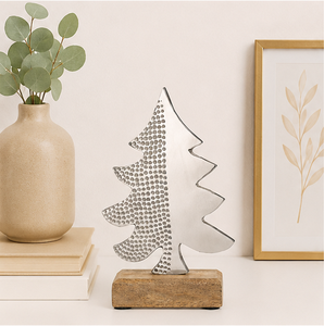 Vintage Design Home Decoration Sculpture Premium Quality Metal Christmas <b>Tree</b> With Natural Wooden Base For <b>Tabletop</b> Display - Product Image 2