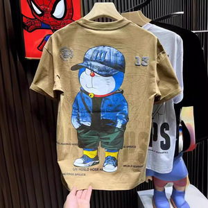 เสื้อยืดผู้ชายสไตล์วินเทจ ผ้าถักเนื้อแน่น พิมพ์ลายสกรีน ทรงโอเวอร์ไซส์ เป็นมิตรต่อสิ่งแวดล้อม ป้องกันขนร่วง แห้งเร็ว ขายส่ง - Product Image 6