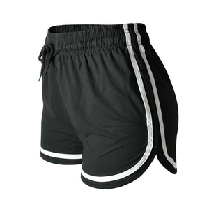 Shorts Deportivos Antideslizantes para Mujer, Shorts Deportivos Negros con Cintura Ajustable con Cordón, Corte Holgado, Cintura Media, con Ribete Blanco - Product Image 2