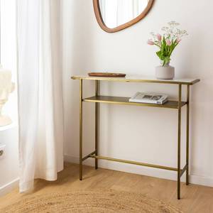 Mesa consola Vandana Elara Flux en metal dorado y mármol - Product Image 1