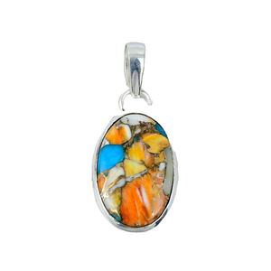 Colgante clásico de Plata de Ley 925 con piedra preciosa turquesa de cobre de ostra de corte ovalado para fiestas y regalos colgantes y dijes finos - Product Image 2