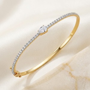 Elegante Pulsera de Tenis con Diamantes de Corte Pera, Plata de Ley 925, Moissanita, Regalo de Compromiso, Joyería para Ella - Product Image 3