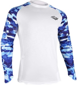 Camisas de Pesca de Marlin de Manga Larga Azul Claro con Diseño Personalizado Serigrafiado, Nueva Llegada, 240g, Antibacterianas y con Protección UV para Hombre - Product Image 1