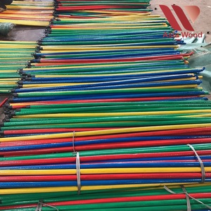 Manche de balai en bois d'eucalyptus droit de haute qualité, écologique, tête de balai en PVC couleur, 120 cm, poils festonnés, prix compétitif - Product Image 1