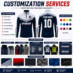 Custom Soccer Quarter Zip Training <b>Top</b> Manufacturer Football Drill <b>Top</b> Quick Dry Teamwear OEM Supplier - Product Image 4