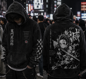Custom Anime Kamado Tanjiro Acid-Washed <b>Demon</b> <b>Slayer</b> Sinewy Sports 100% Cotton Hooded Anti-Bacterial French Terry Winter Print - Product Image 2