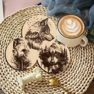 Sous-verres en bois de bouleau faits à la main en forme de cerf, vente en gros |   Décoration rustique pour la maison sur le thème de la faune - Product Image 2