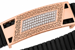 18KT Rose Gold Black Ceramic Diamond Accent Charm <b>Bracelet</b> Men High Polish Geometric Luxury Wedding Party Daily Wear Gift - Product Image 3