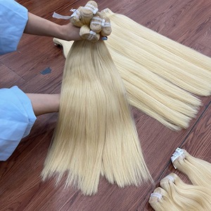 Extensions de cheveux humains vietnamiens 100% naturels, blond 613, lisses, tissées à la machine, double épaisseur, prix de gros - Product Image 2