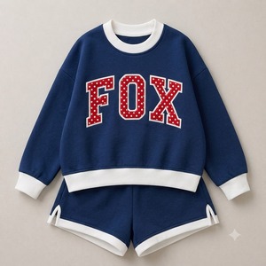 Two <b>Piece</b> Sweatshirt Shorts <b>Set</b> With <b>White</b> Puff Print Drift Letter Crew Neck Loose Fit Casual Spring Summer Knitted Women's <b>Set</b> - Product Image 4