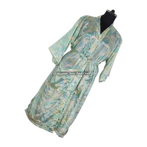 KL002 African Women's Vintage Winter Nightgown Ethnic Long Kaftan Kimono Blended Poly Silk Long Sleeves - Product Image 4