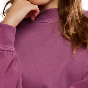 Sudadera de cuello alto de algodón suave estilo streetwear personalizada, suéter oversize de felpa para mujer - Product Image 5