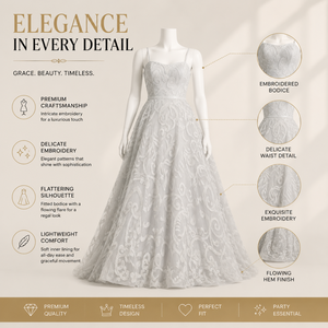 Robe de mariée élégante brodée de fleurs, coupe trapèze, pour femme, robe de réception de mariage de luxe, sans manches, style princesse, longue, soirée, haute couture - Product Image 5