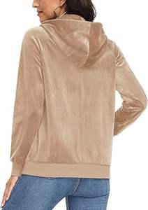 Sweat-shirts pour femmes en velours personnalisés avec fermeture éclair, séchage rapide, imperméables, coupe-vent, service OEM, logo personnalisé, saison d'automne - Product Image 2