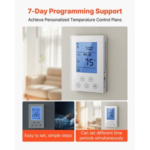 Termostato Programable de 7 Días para Sistemas de Calefacción por Suelo Radiante y Bombas de Calor, Sensible a GFCI - Product Image 2