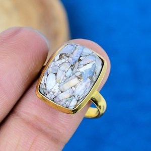 Natural Ethiopian <b>Opal</b> Copper Cushion Shape Gemstone <b>Ring</b> Handmade 18k <b>Gold</b> Micron Over 925 Sterling Silver - Product Image 3