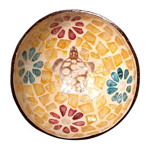 Cuenco de Coco Lacado Estilo Zen - Incrustaciones de Perlas Minimalistas - Artículos para una Vida Consciente - Product Image 1